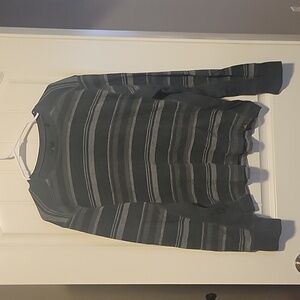 prAna Driftwood Crew sweater grey Med striped organic cotton